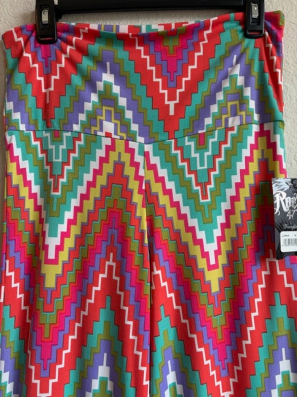 NWT Rock 47 Wrangler Wide Leg Multicolor Chevron Palazzo Pants Sz Med Hippie 70s - Picture 3 of 9